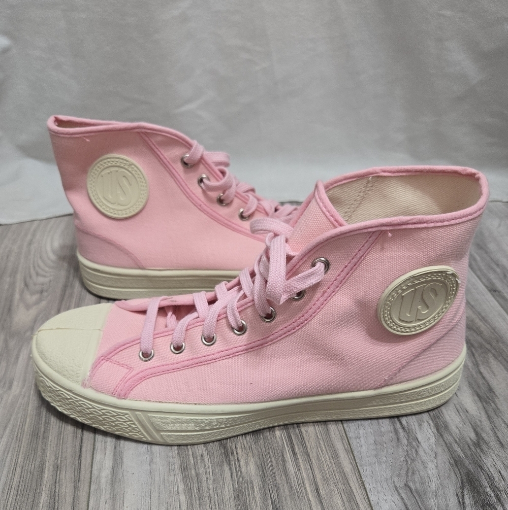 US Rubber Company Summer High Top Pink And Cream Sz 42 New